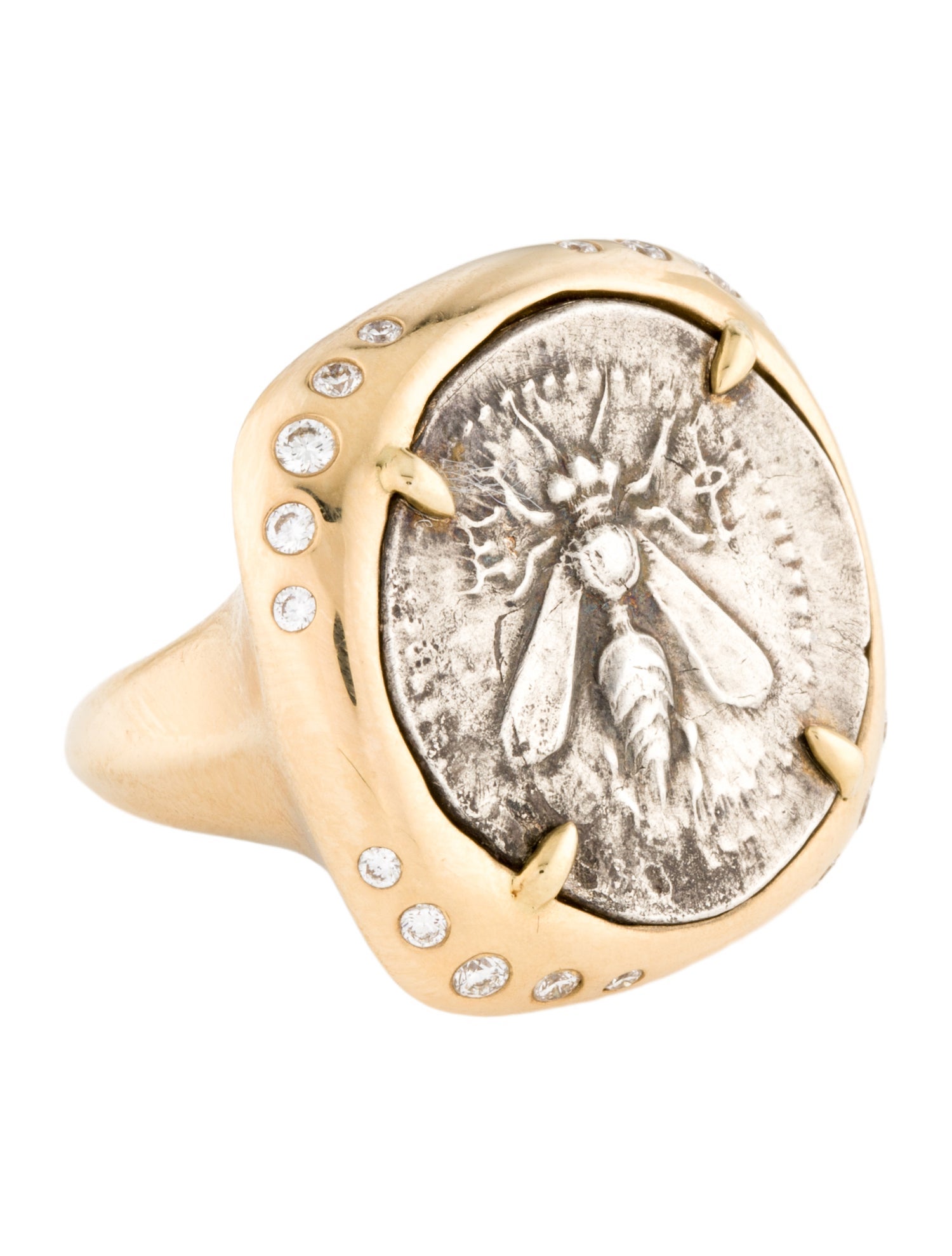 Donald Huber 18K Diamond Ancient Greek Ephesus Coin Cocktail Ring