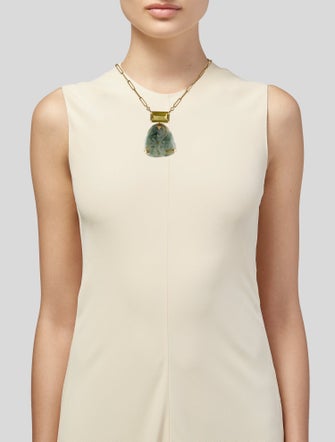 Donald Huber 18K Jadeite, Citrine & Diamond Pendant Necklace
