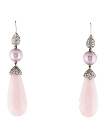 Donald Huber 18K Diamond & Opal Drop Earrings