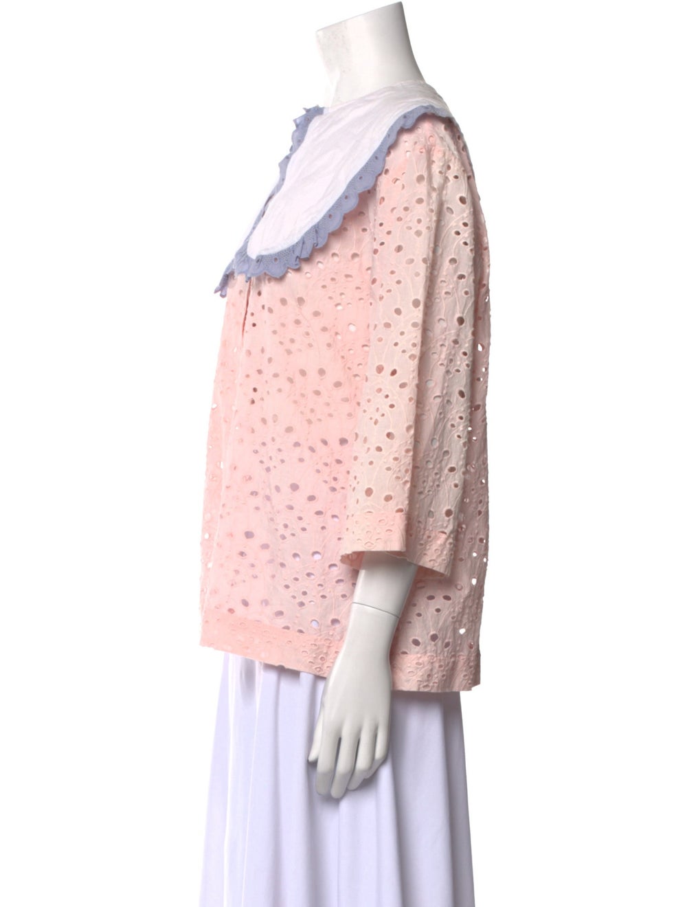 Nue Notes Blouse Pink Colorblock Pattern Three-Qu… - image 2