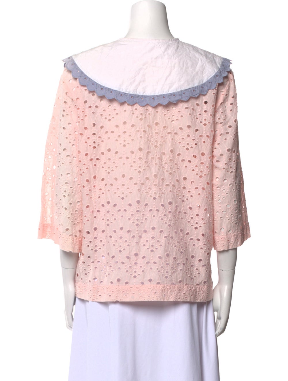 Nue Notes Blouse Pink Colorblock Pattern Three-Qu… - image 3