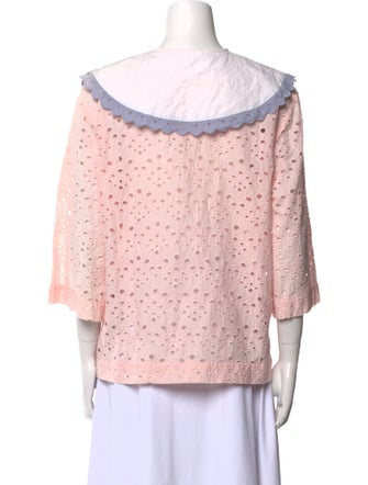 Nue Notes Colorblock Pattern Three-Quarter Sleeve Blouse