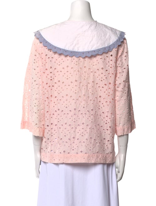 Nue Notes Colorblock Pattern Three-Quarter Sleeve Blouse