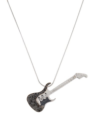Stefere Pendant Necklace 18K Diamond Guitar