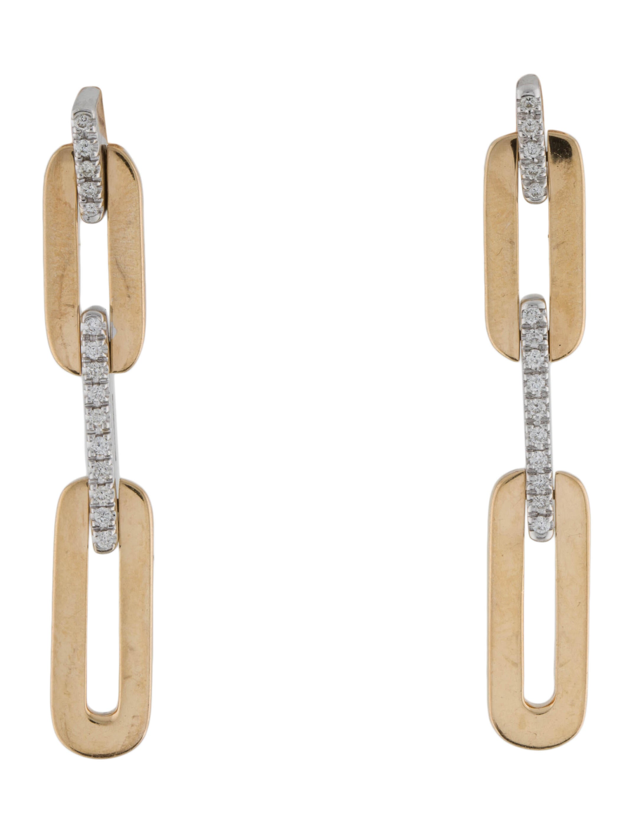 Damiani 18K Diamond Chain Link Drop Earrings 18K White Gold Drop