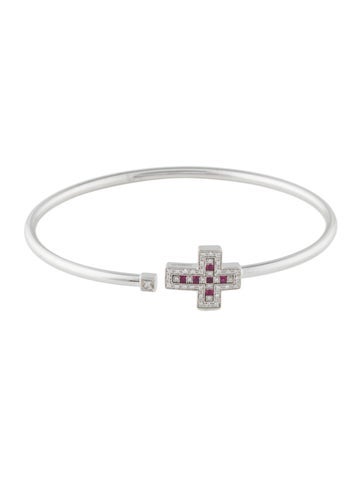 Damiani Cuff 18K Ruby & Diamond Cross Flexible Bracelet