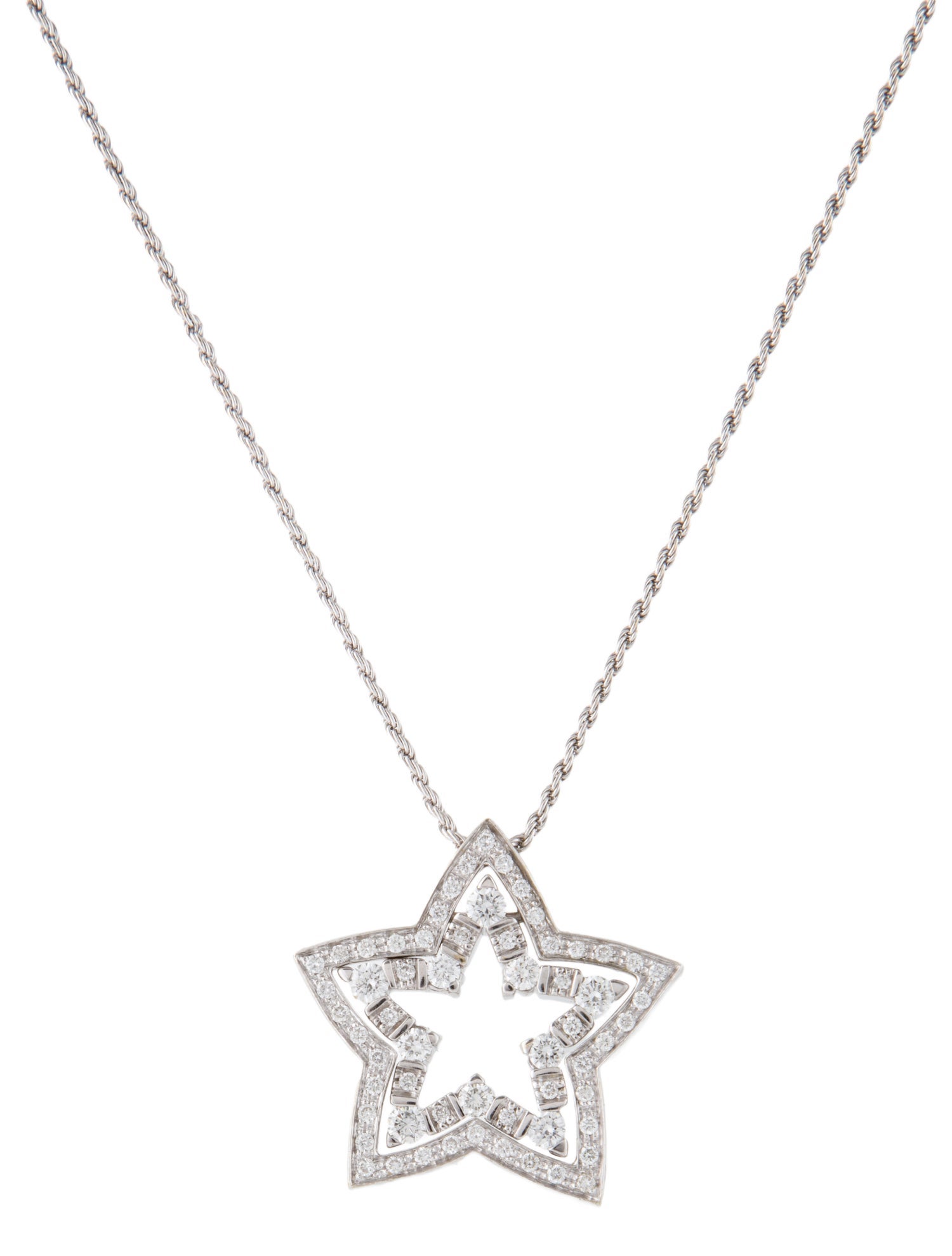 Damiani 18K 1.00ctw Diamond Star Pendant Necklace