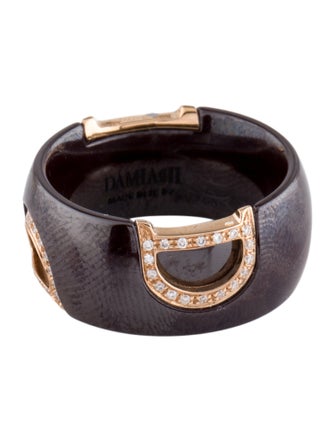 Damiani 18K Diamond & Ceramic D Icon Pavé Ring