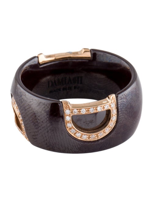 Damiani 18K Diamond & Ceramic D Icon Pavé Ring