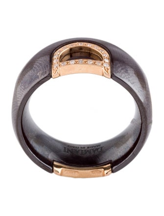 Damiani 18K Diamond & Ceramic D Icon Pavé Ring