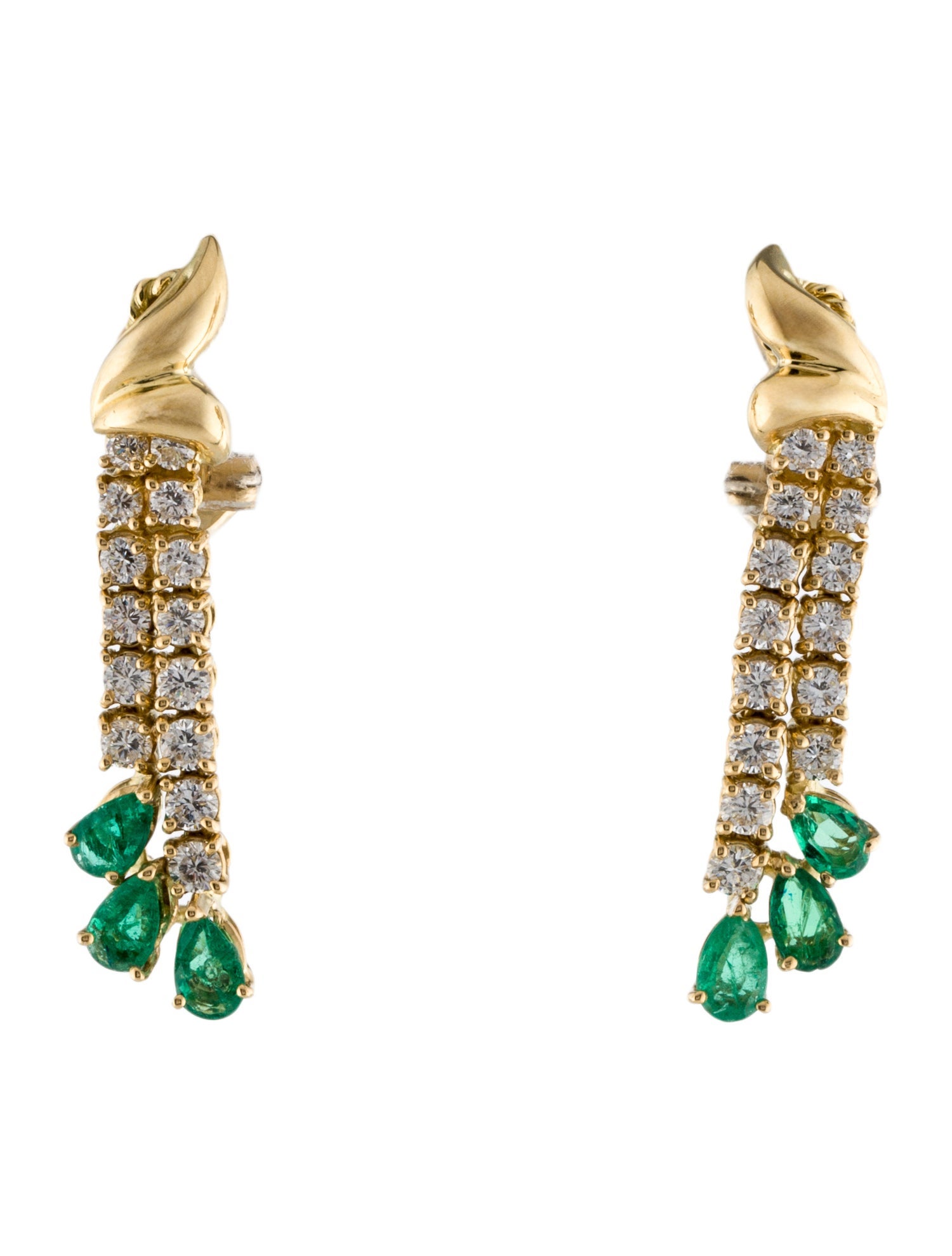 Damiani 18K Emerald & Diamond Drop Clip-On Earrings