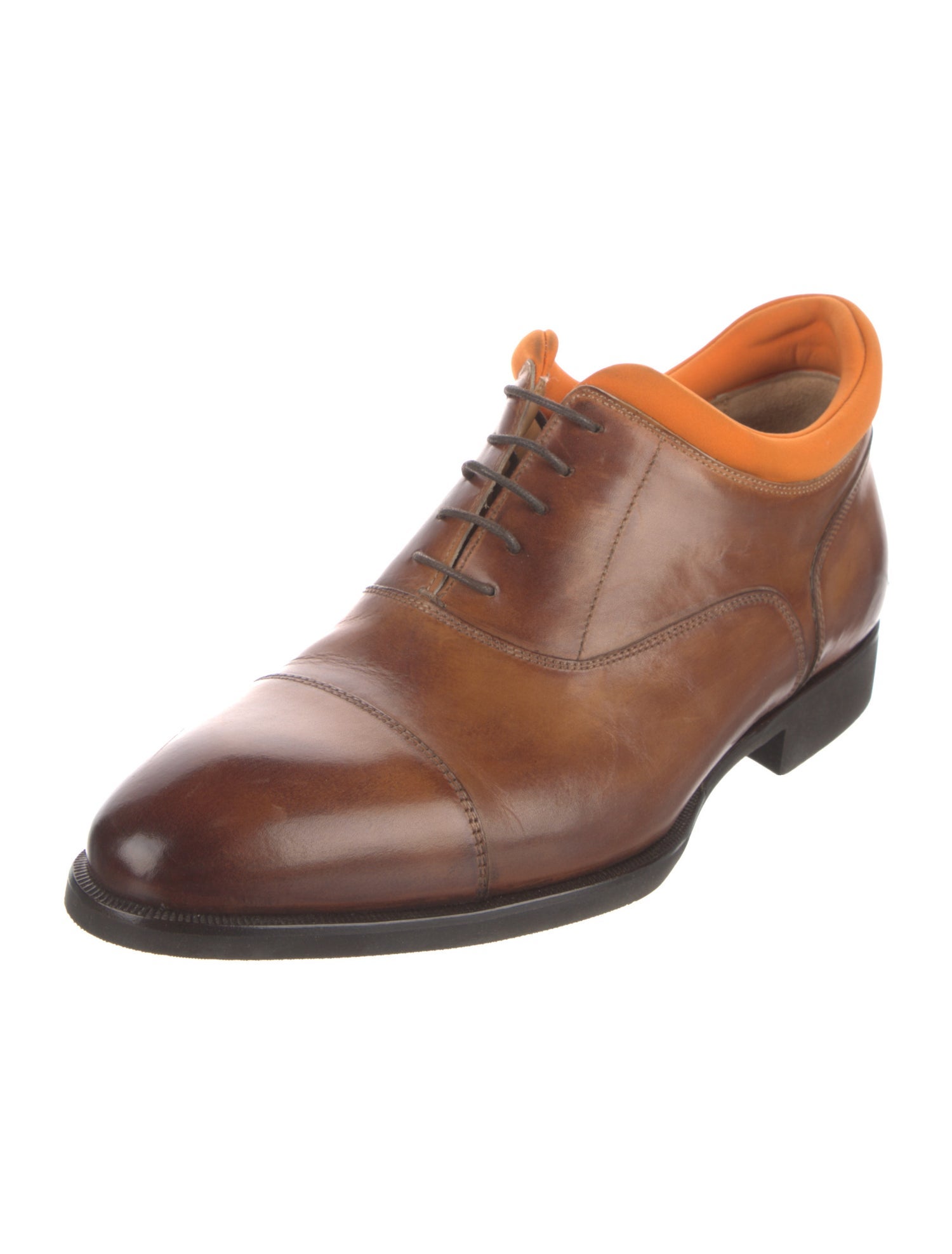 Di Bianco Leather Colorblock Pattern Oxfords