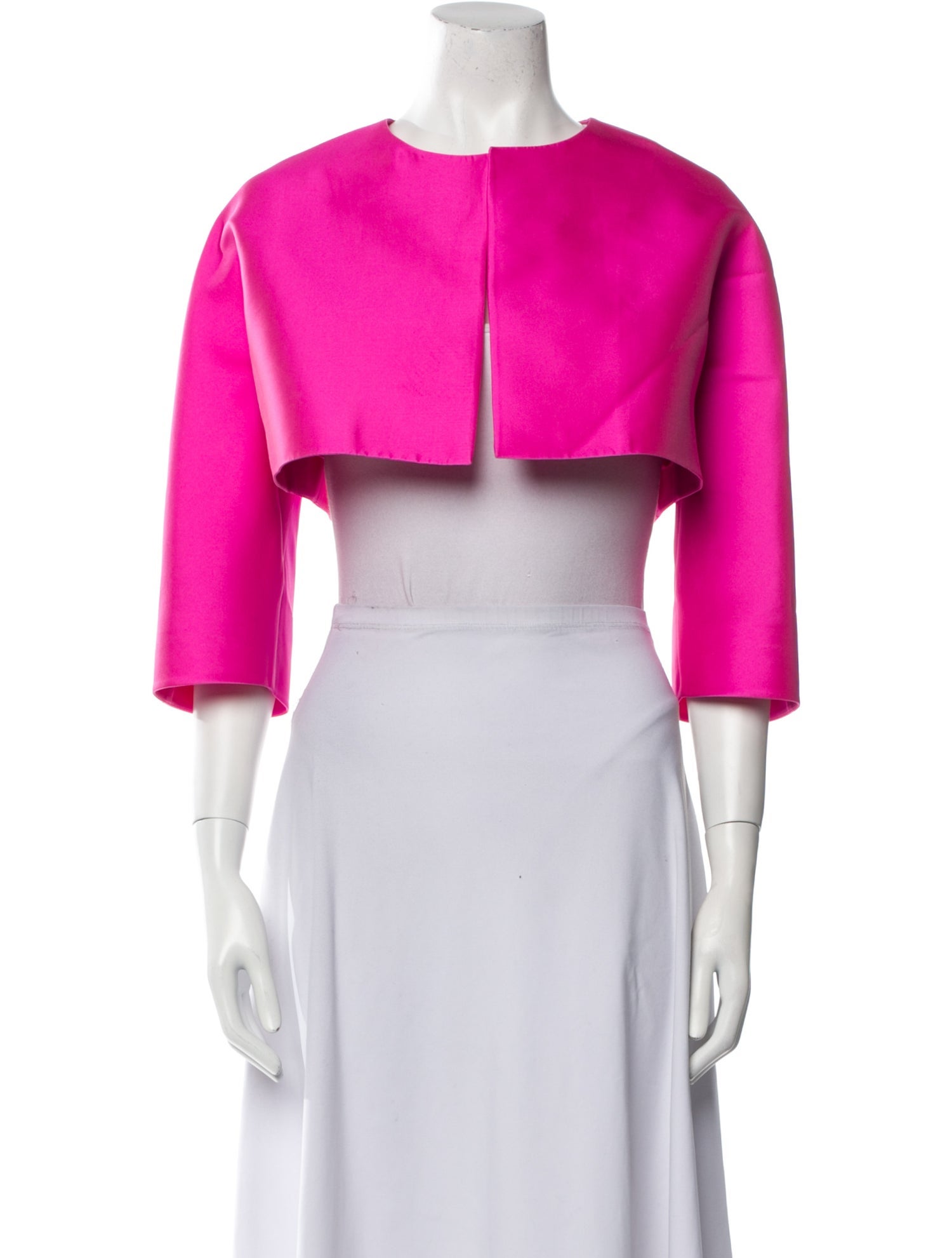 Dice Kayek Crew Neck Three-Quarter Sleeve Crop Top