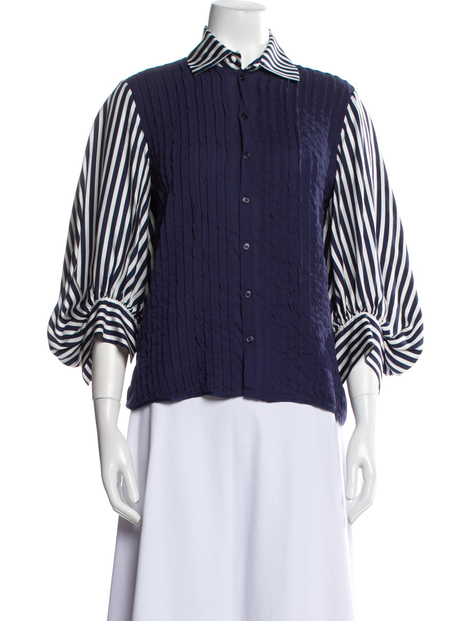 Dice Kayek Silk Striped Button-Up Top