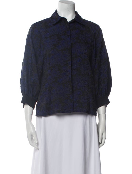 Dice Kayek Printed Three-Quarter Sleeve Button-Up Top