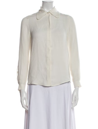 Dice Kayek Silk Long Sleeve Button-Up Top