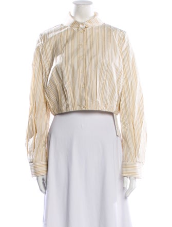 Dice Kayek Striped Mock Neck Crop Top