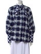Dice Kayek Plaid Print Mock Neck Button-Up Top
