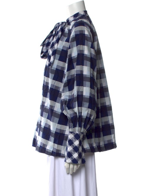 Dice Kayek Plaid Print Mock Neck Button-Up Top