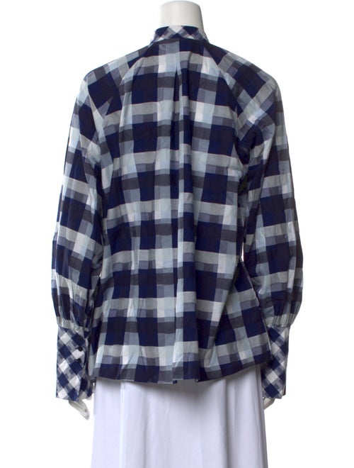 Dice Kayek Plaid Print Mock Neck Button-Up Top