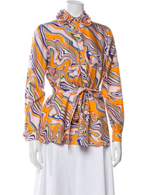 Dice Kayek Silk Printed Button-Up Top