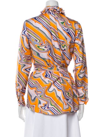 Dice Kayek Silk Printed Button-Up Top