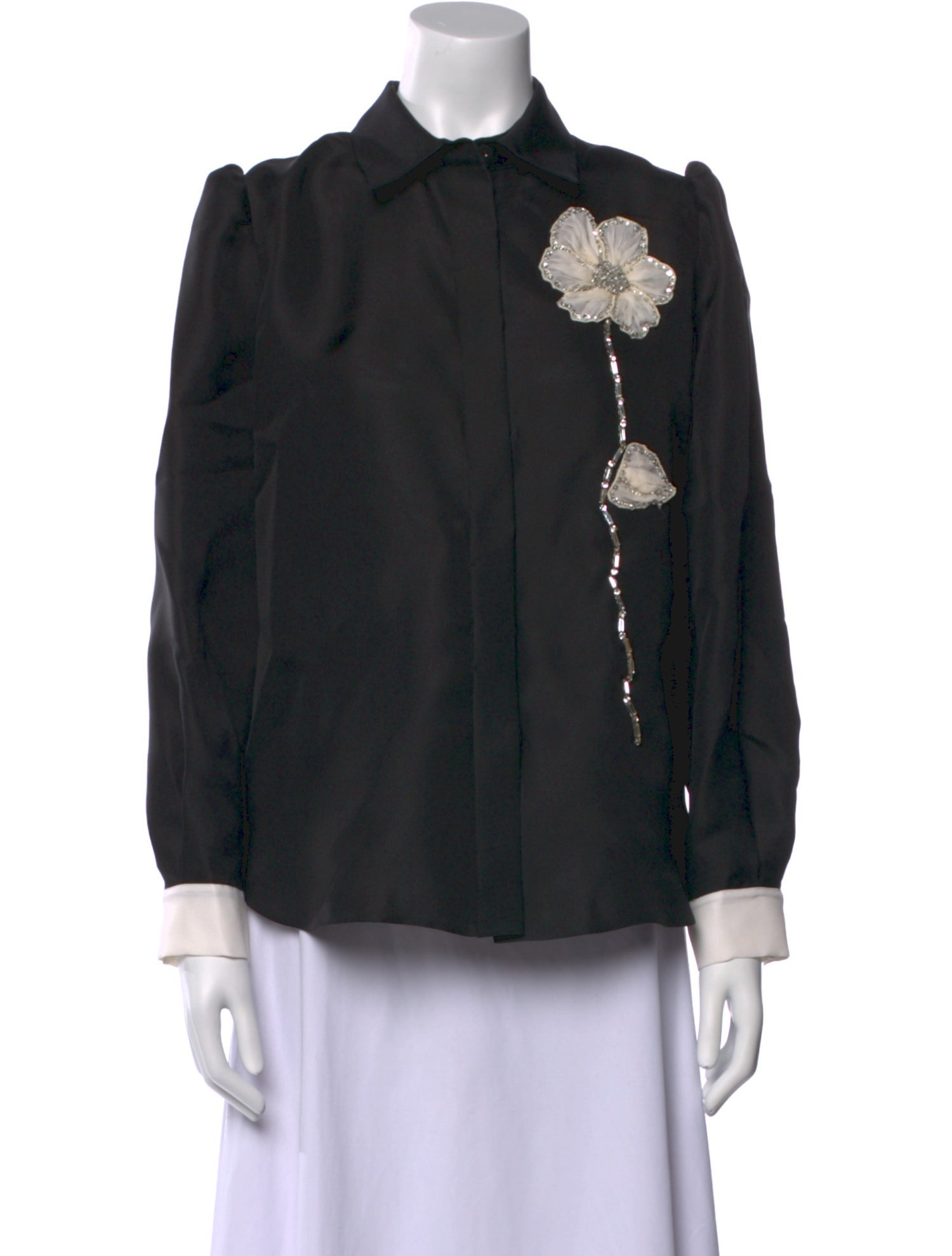 Dice Kayek Silk Long Sleeve Button-Up Top