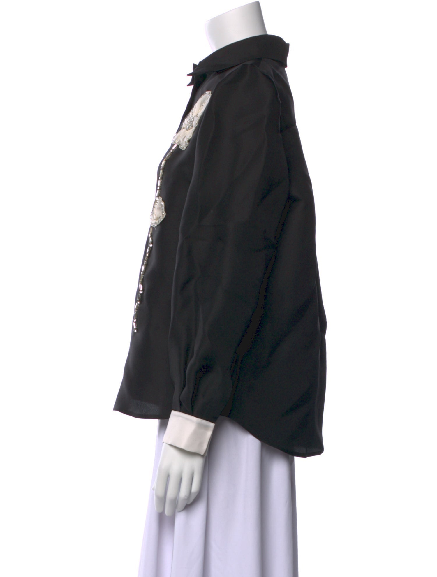 Dice Kayek Silk Long Sleeve Button-Up Top