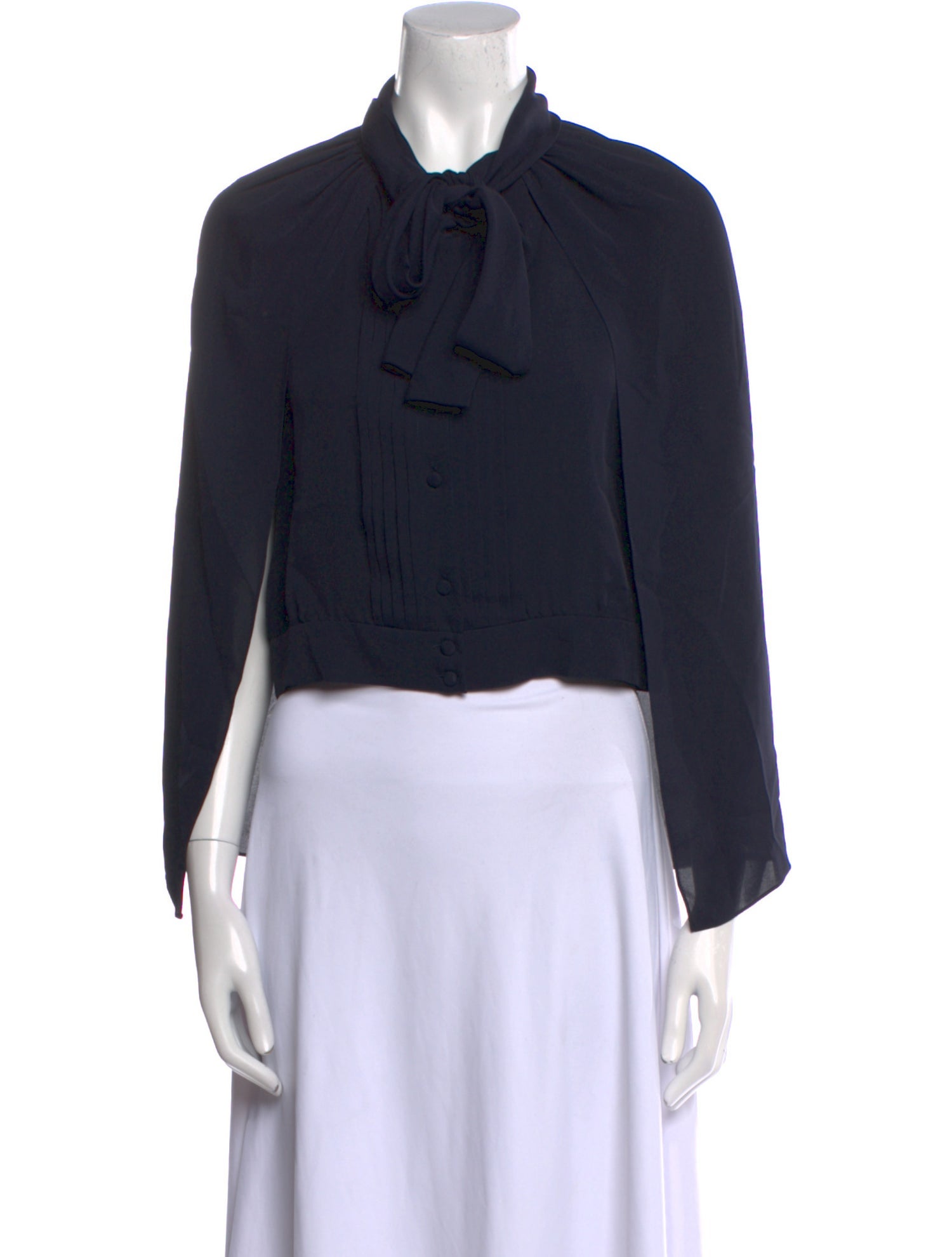 Dice Kayek Silk Tie Neck Crop Top