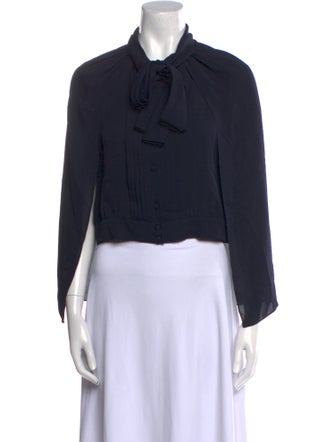 Dice Kayek Silk Tie Neck Crop Top