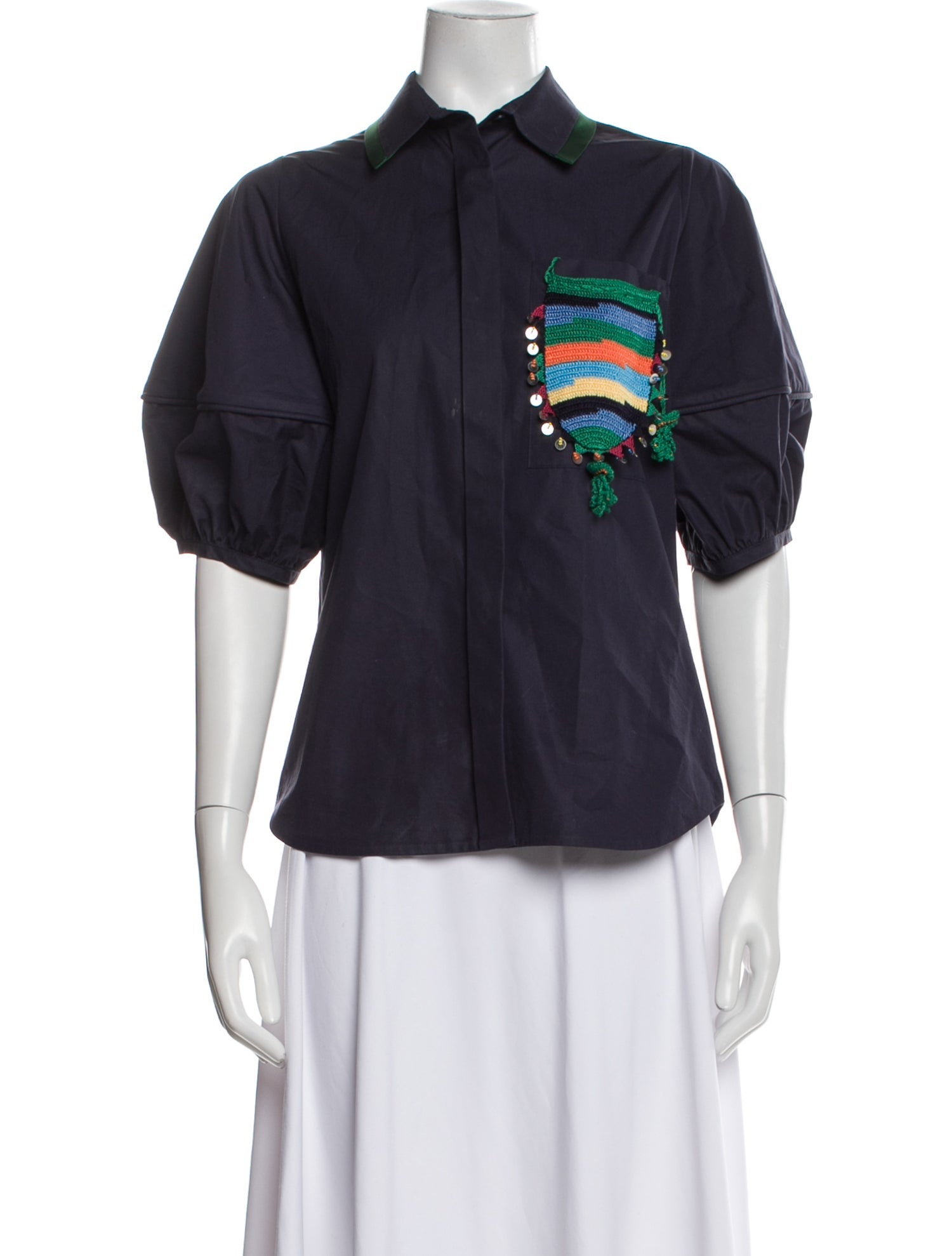 Dice Kayek Short Sleeve Button-Up Top