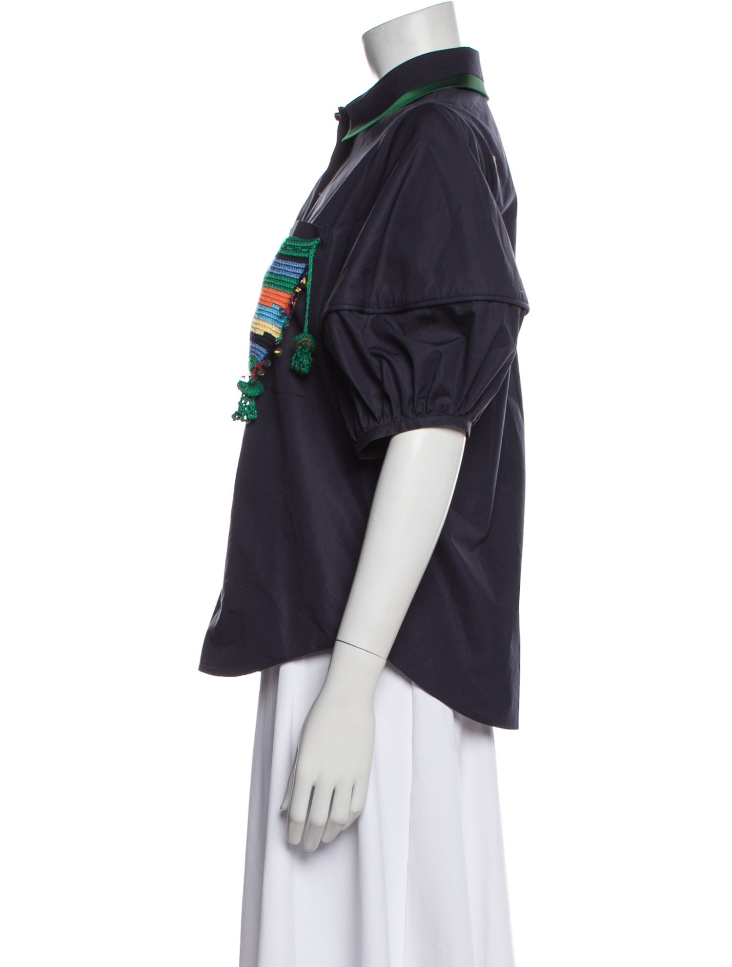 Dice Kayek Short Sleeve Button-Up Top