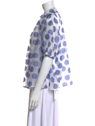 Dice Kayek Polka Dot Print Mock Neck Blouse