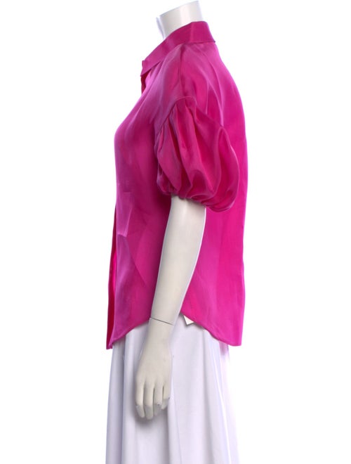 Dice Kayek Silk Short Sleeve Button-Up Top