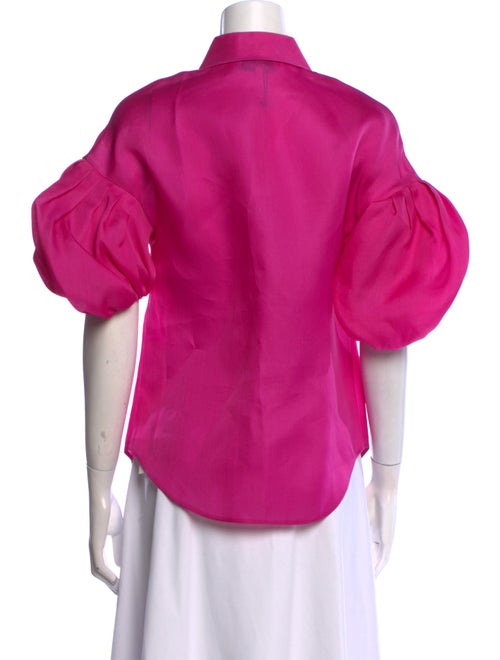 Dice Kayek Silk Short Sleeve Button-Up Top