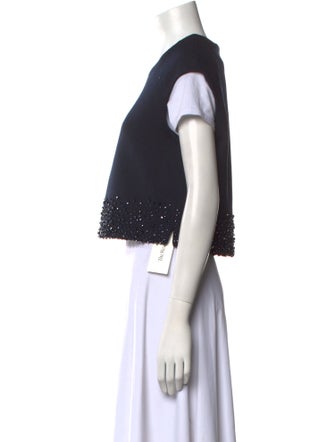 Dice Kayek Bateau Neckline Short Sleeve Crop Top