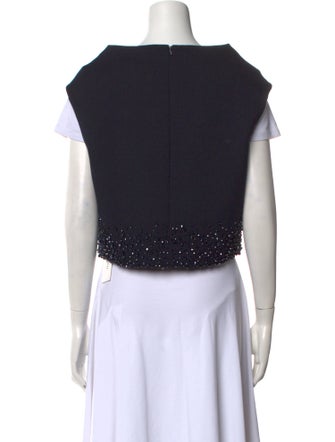 Dice Kayek Bateau Neckline Short Sleeve Crop Top