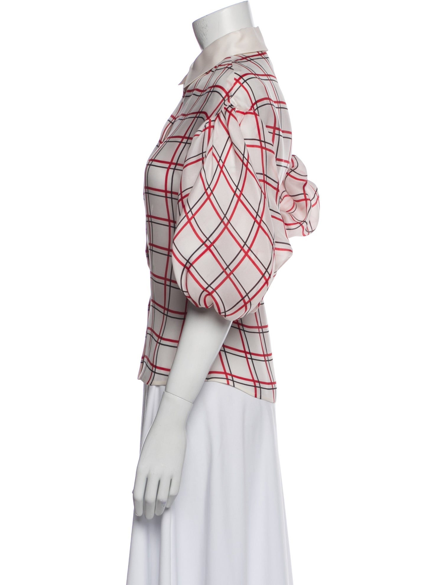 Dice Kayek Silk Plaid Print Button-Up Top w/ Tags