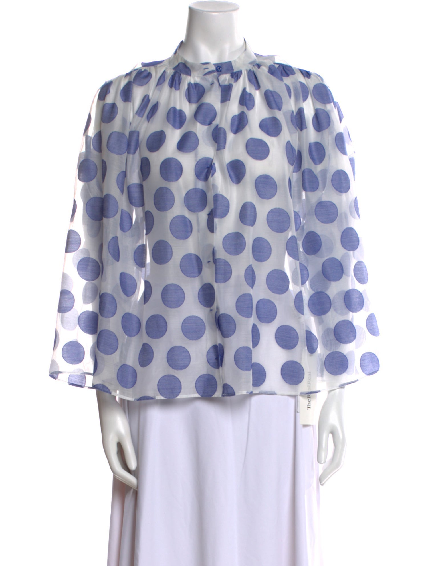 Dice Kayek Polka Dot Print Mock Neck Blouse