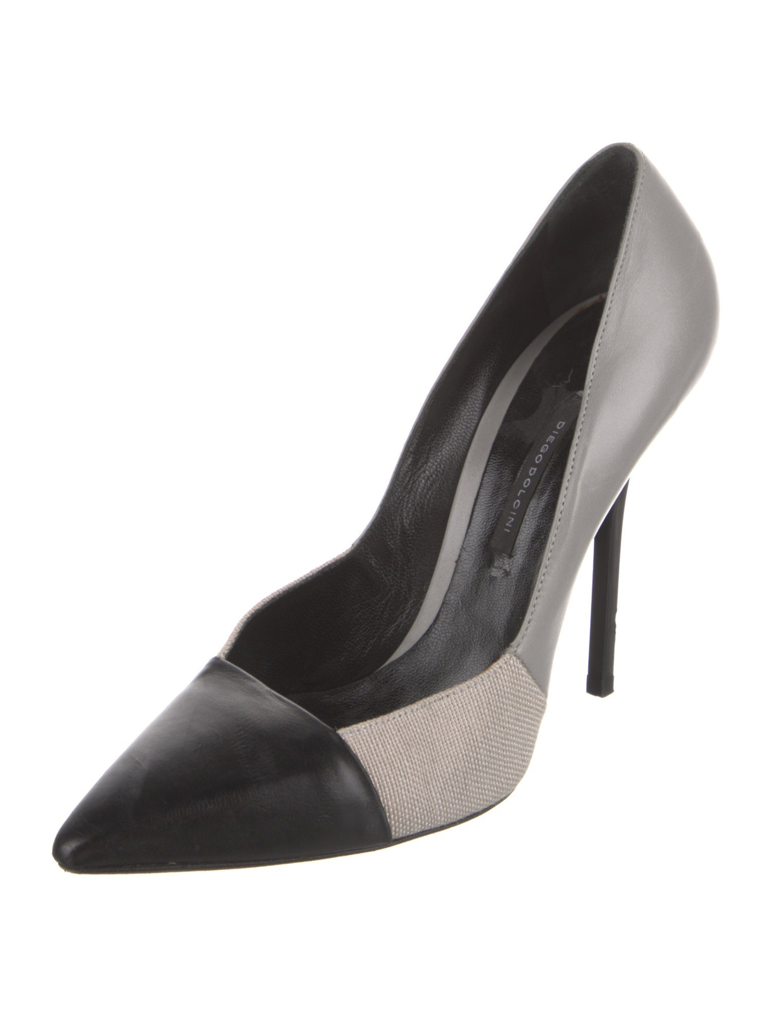 Diego Dolcini Leather Colorblock Pattern D'Orsay Pumps