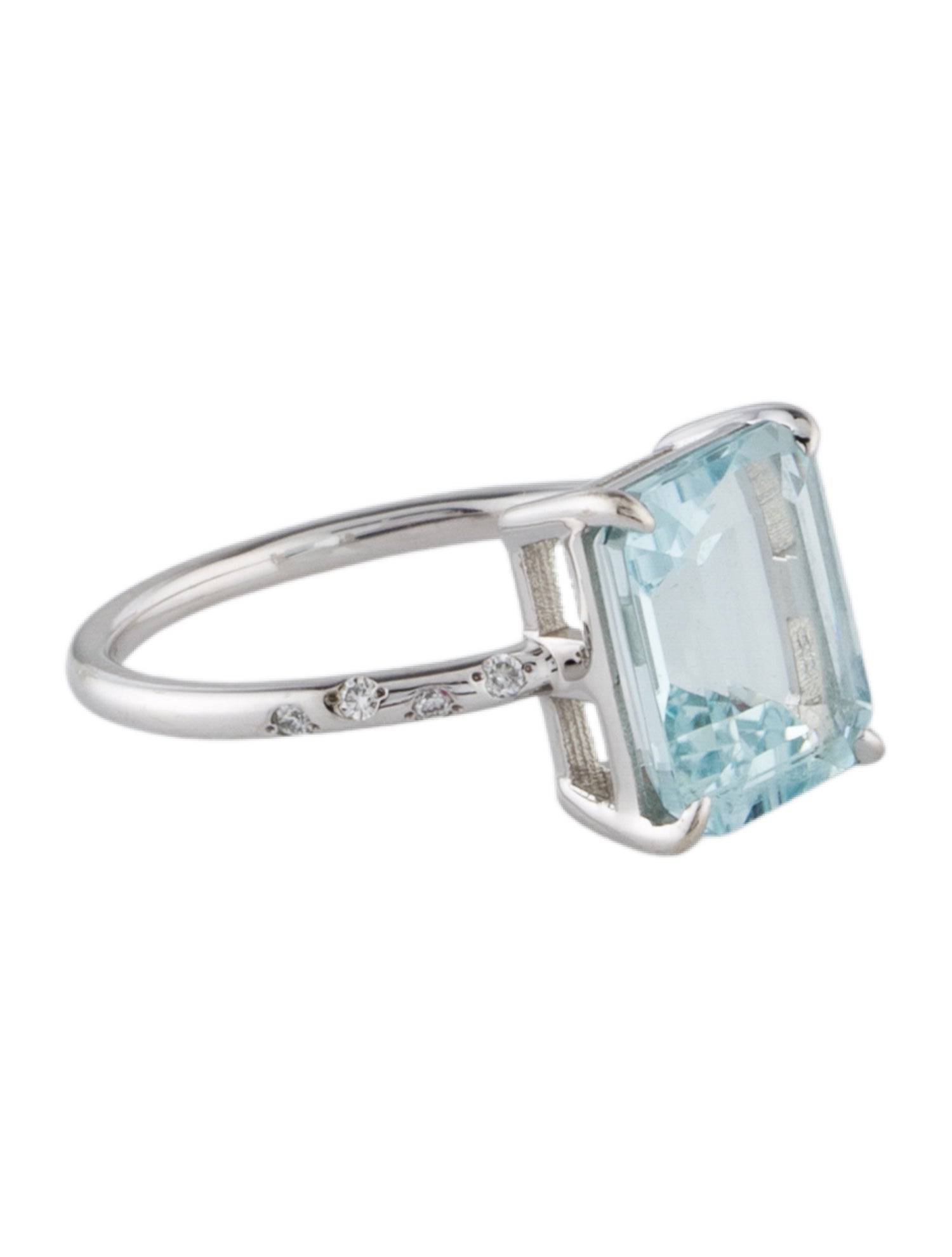 Audry Rose 14K 3.14ct Aquamarine & Diamond Cocktail Ring