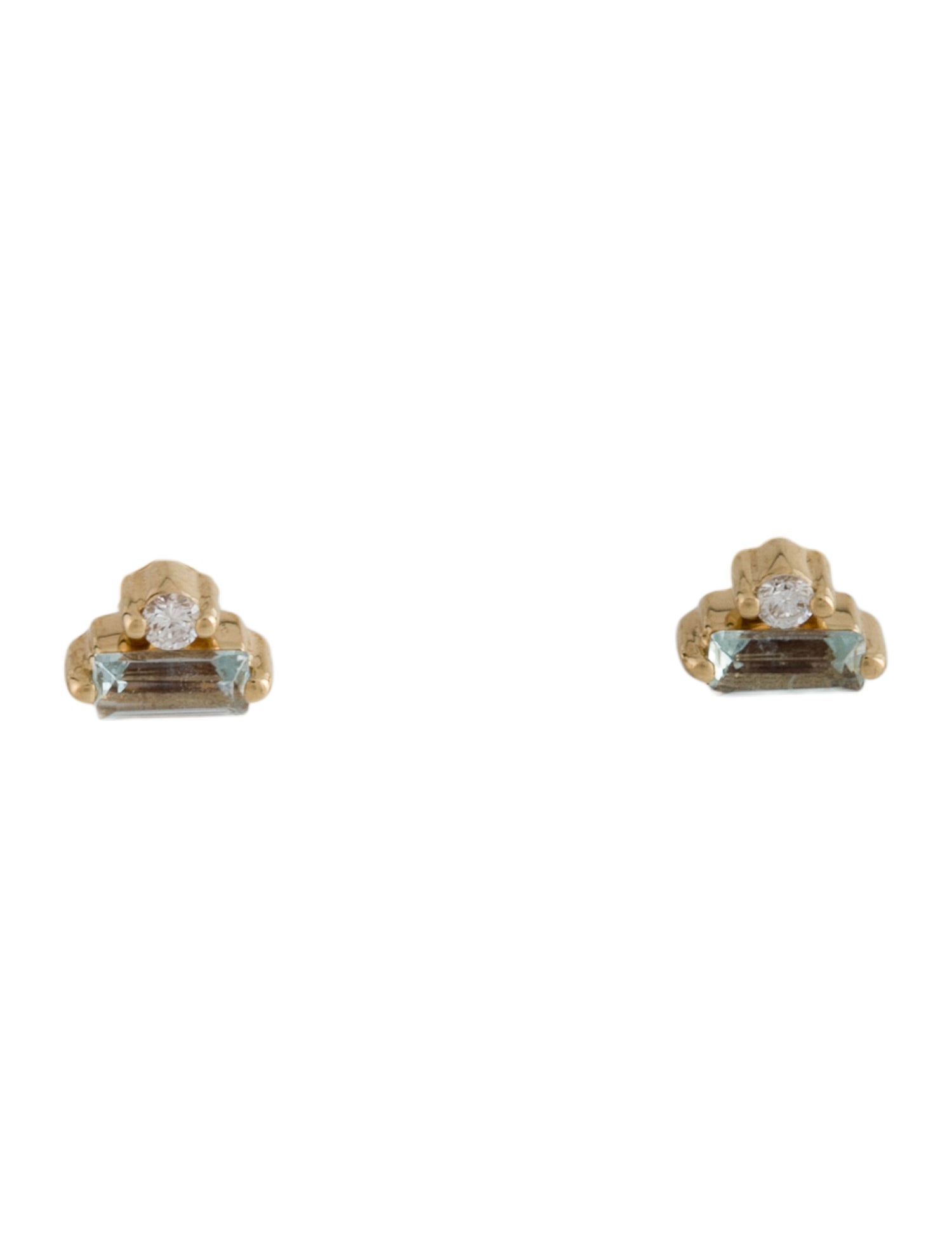 Audry Rose 14K Aquamarine & Diamond Stud Earrings