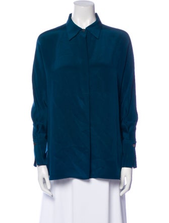 DiOMi Silk Long Sleeve Button-Up Top
