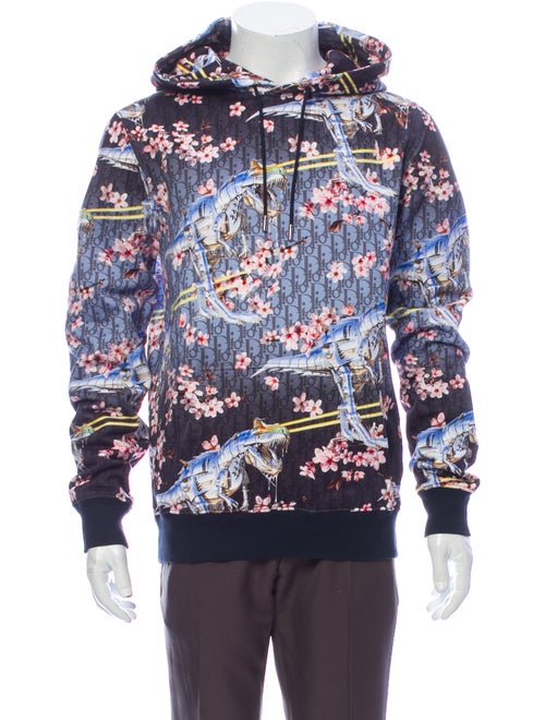 Dior MEN Printed Crew Neck Sweatshirt Blue
