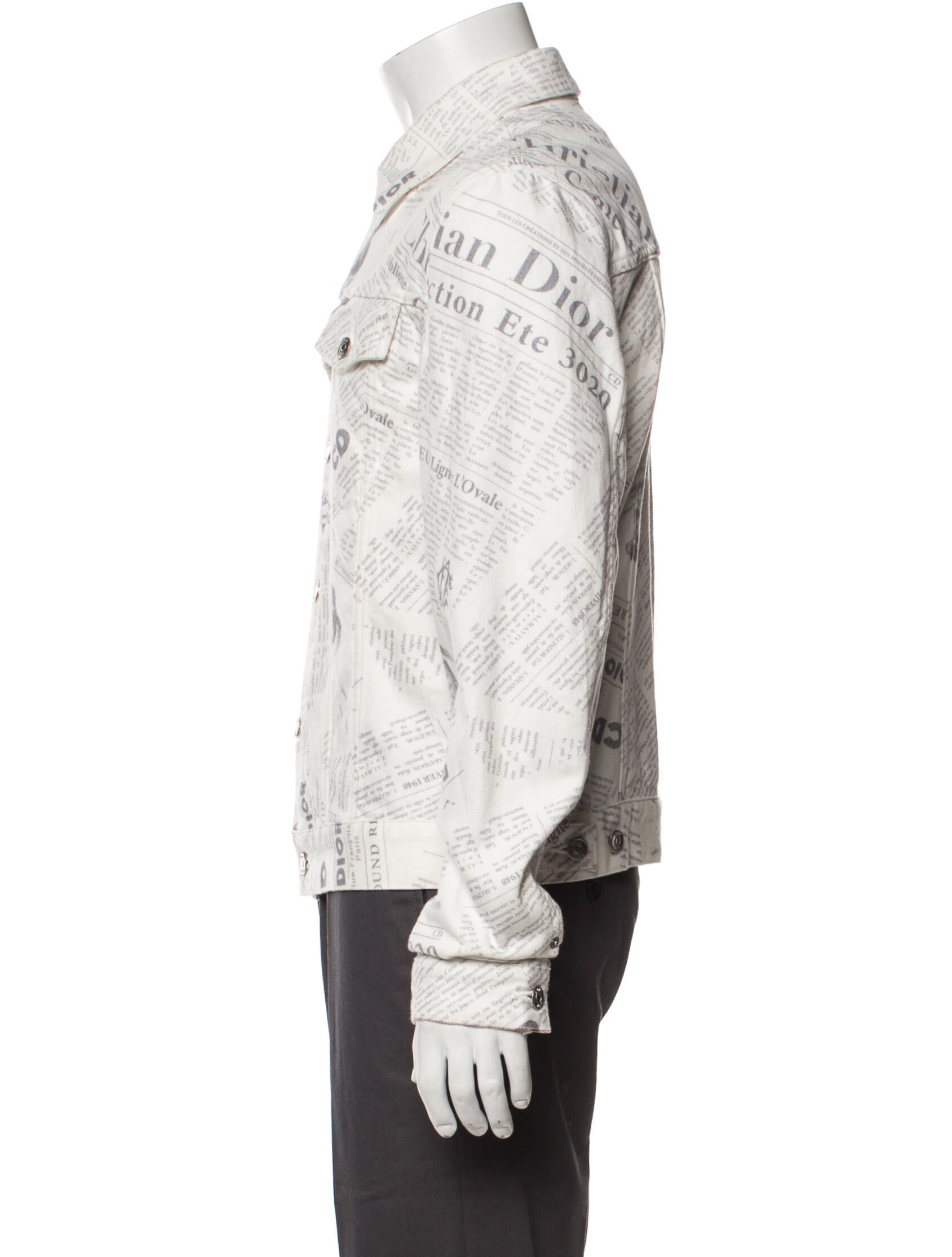 DIOR MEN 2020 x Daniel Arsham Newspaper Denim Jacket - White DIOR MEN 2020 x Daniel Arsham Newspaper Denim Jacket - White
