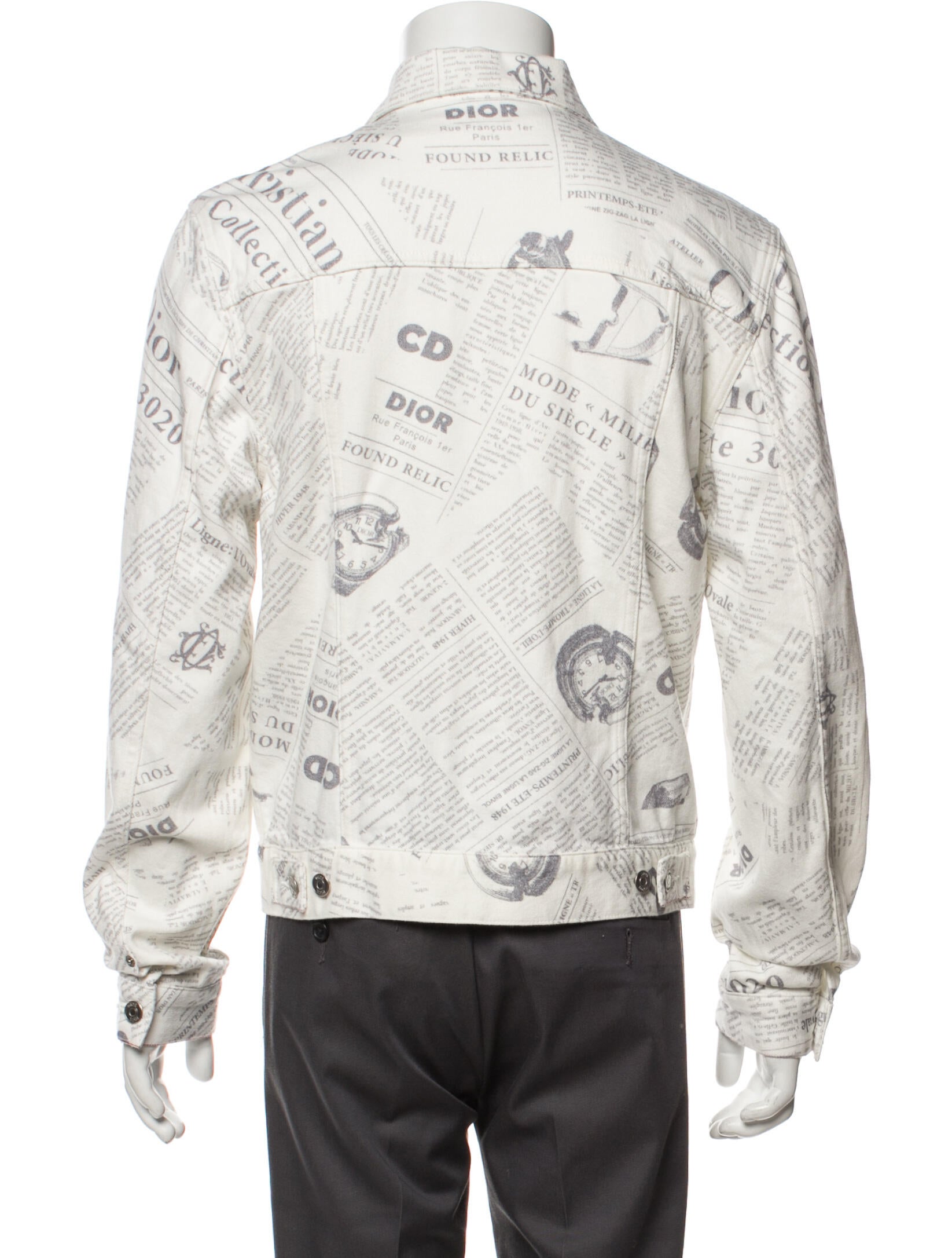 DIOR MEN 2020 x Daniel Arsham Newspaper Denim Jacket - White