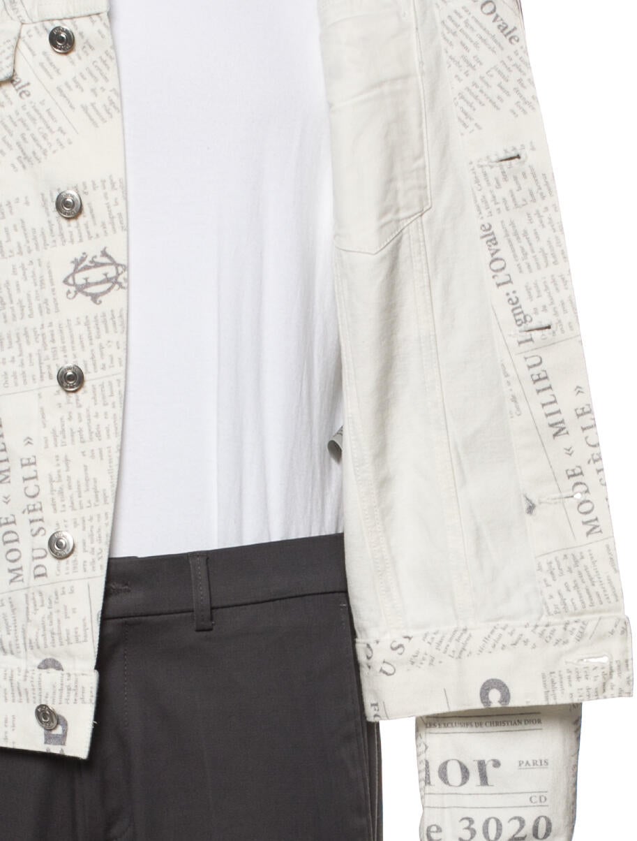DIOR MEN 2020 x Daniel Arsham Newspaper Denim Jacket - White