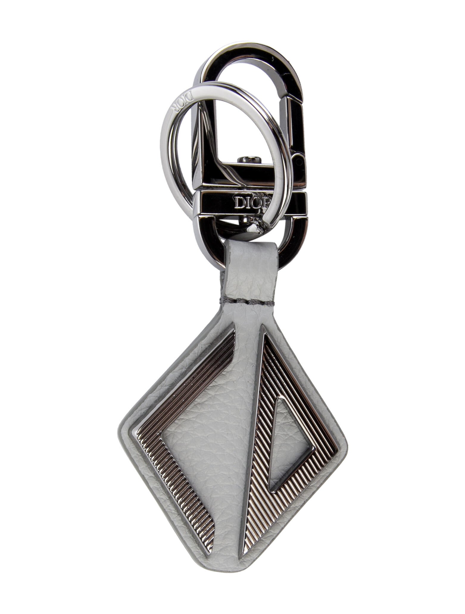 DIOR MEN Leather Keychain Grey Keychains, Accessories DIORM29016