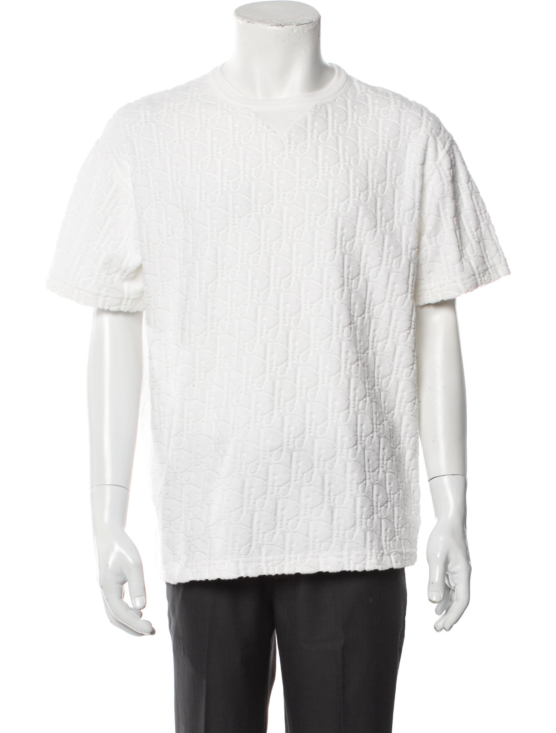 DIOR MEN 'Dior Oblique Jacquard' Crew Neck T-Shirt - White T