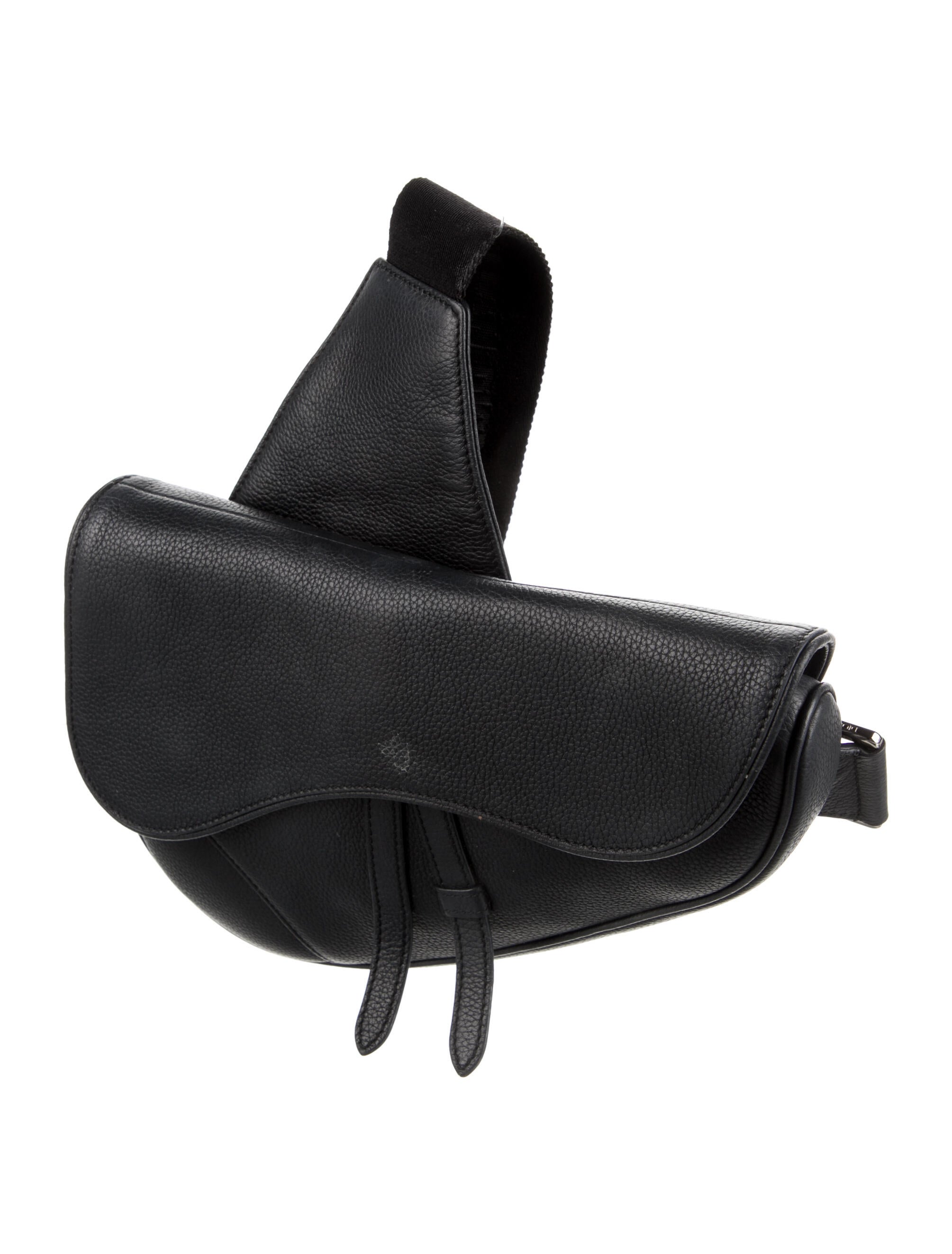DIOR MEN Grained Calfskin Saddle Bag Black Satchels, Bags
